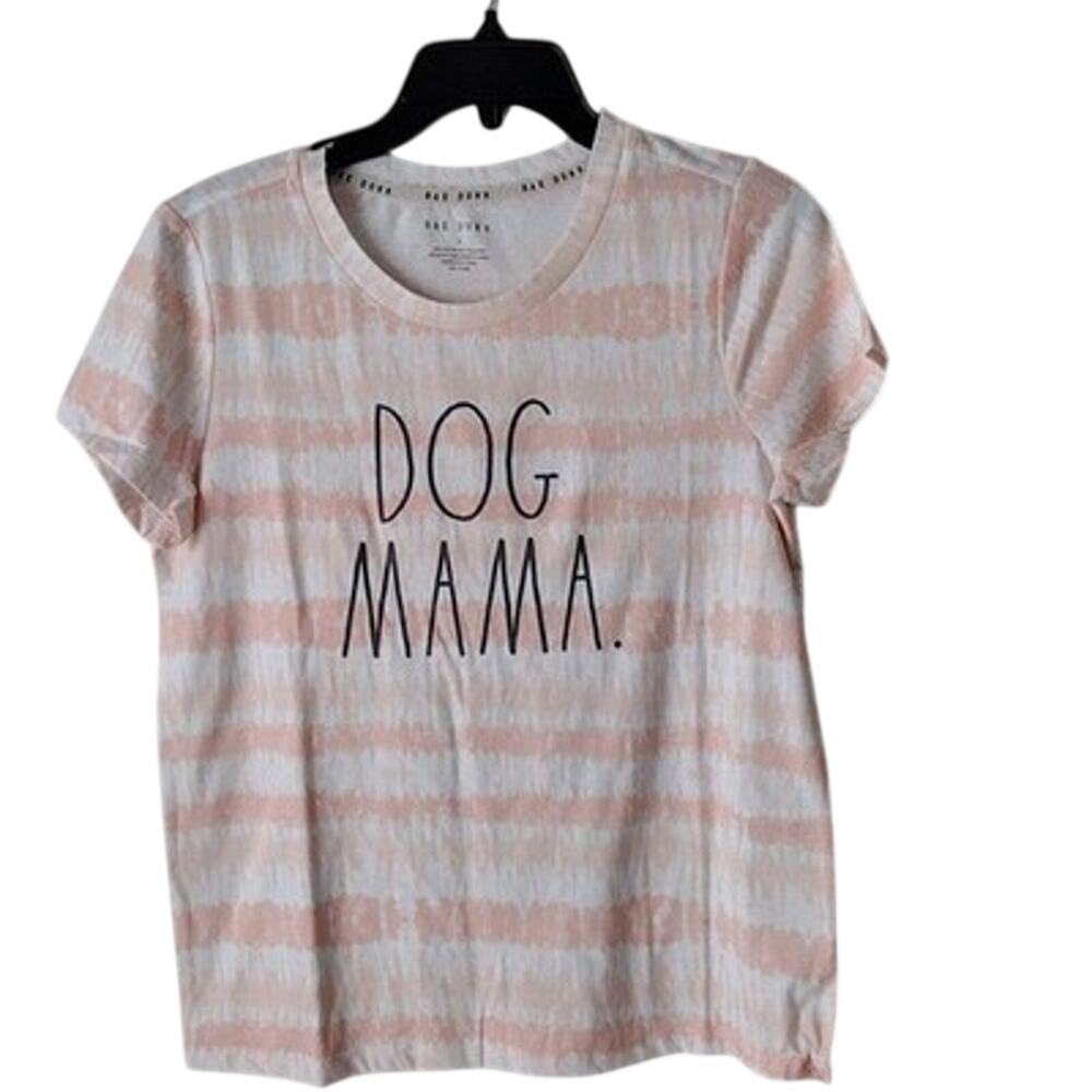 Rae Dunn Shirt Womens Small Pink Tie Dye Dog Mama Short Sleeve Graphic Tee